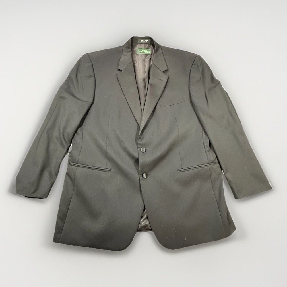 Lauren Ralph Lauren Men 46R Black Super 120s 100% Wool Blazer Jacket 2-Button